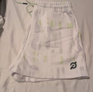 Peloton White Shorts with Lime Accent Tie-Dye